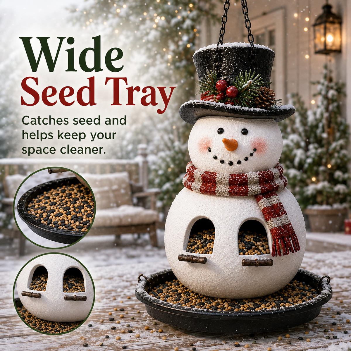 Festive Christmas bell bird feeder garden decor