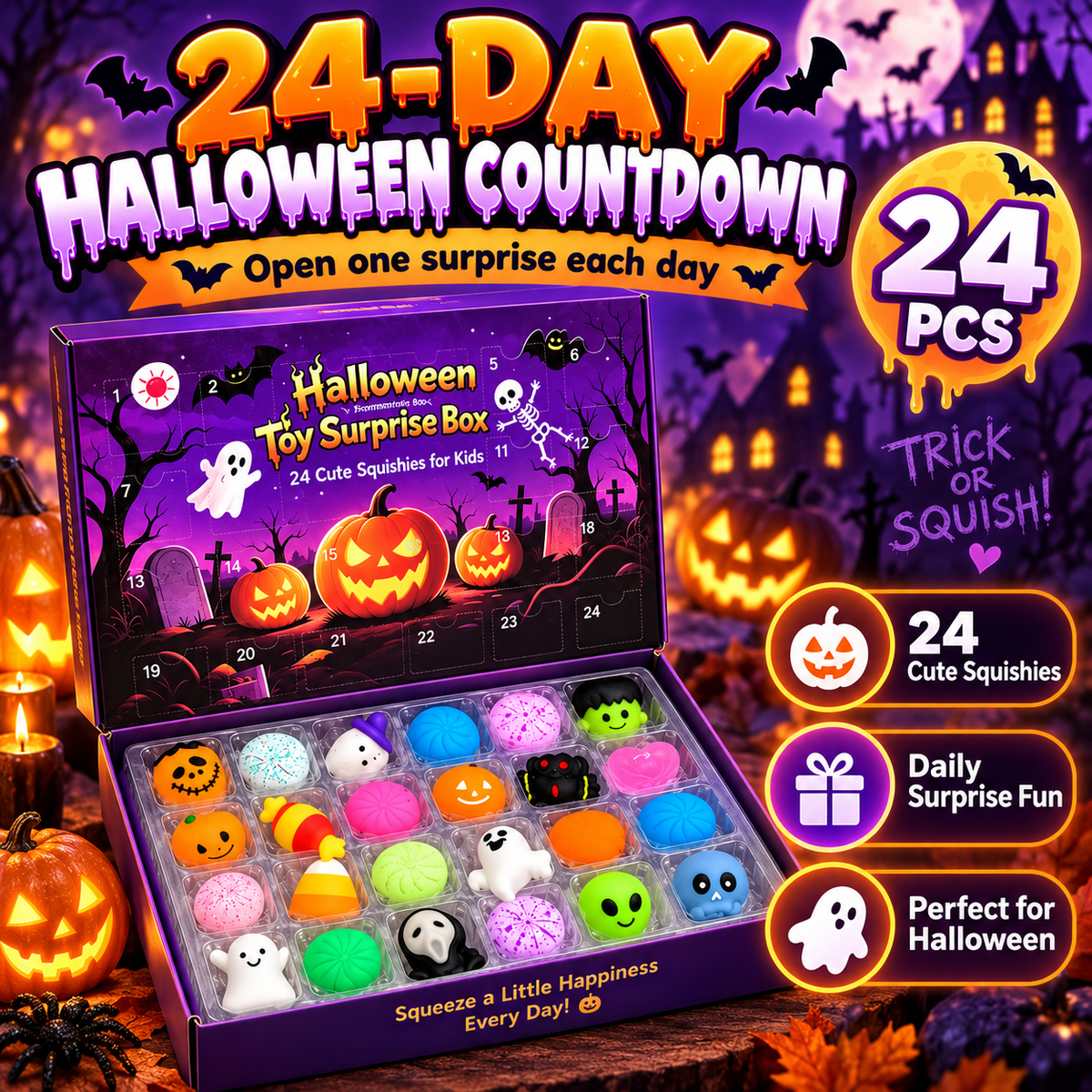 🔥24-Piece Halloween Squishy Surprise Box