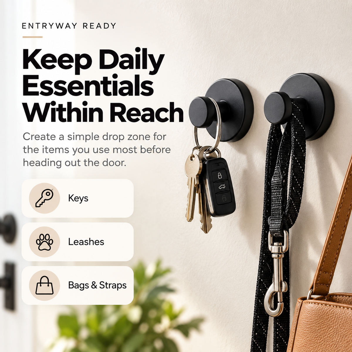 ✨🏠3-Pack No-Drill Twist-Lock Hooks – Easy Everyday Wall Organization