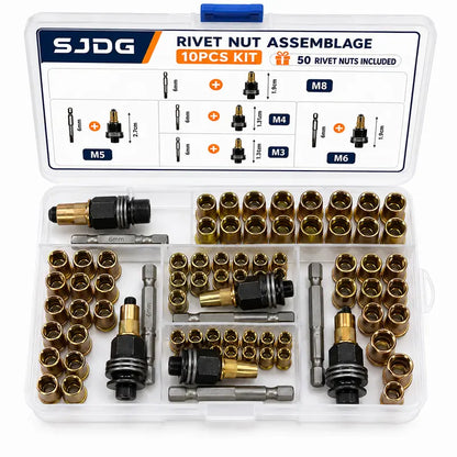 🔩M3–M8 Rivet Nut Installation Kit – Drill Adapter & Nutsert Assortment