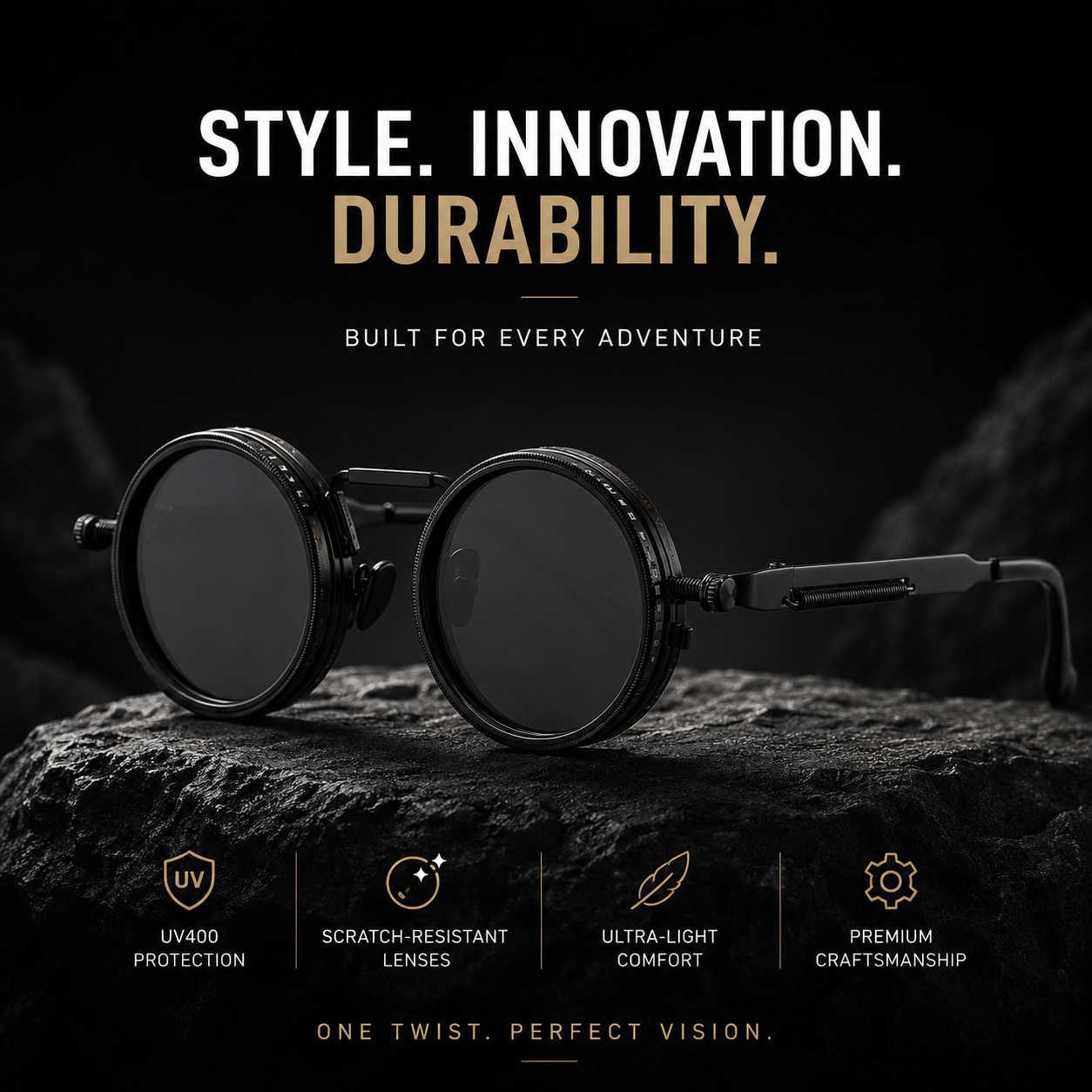 Hand-adjustable ND9-grade UV-blocking polarized sunglasses