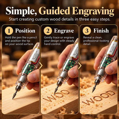🔧Cordless Precision Wood Engraving Pen – Compact Transparent DIY Carving Tool