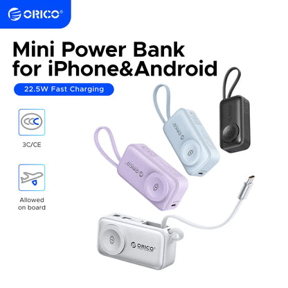 4-in-1 Folding Chargeable Portable Power Bank with Integrated Cable