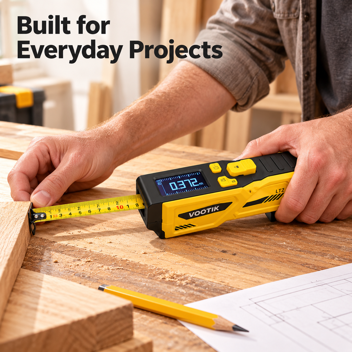 Compact digital measuring tool for project layouts