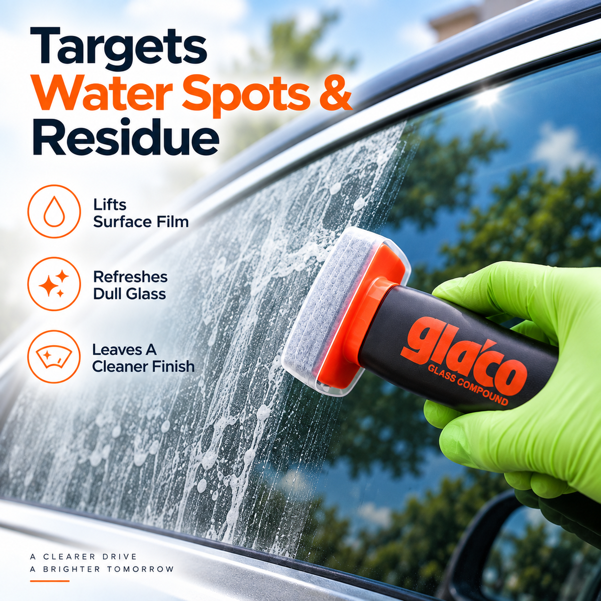 🚗 Car Glass Water Spot Remover with Built-In Applicator – Easy Windshield & Window Glass Care