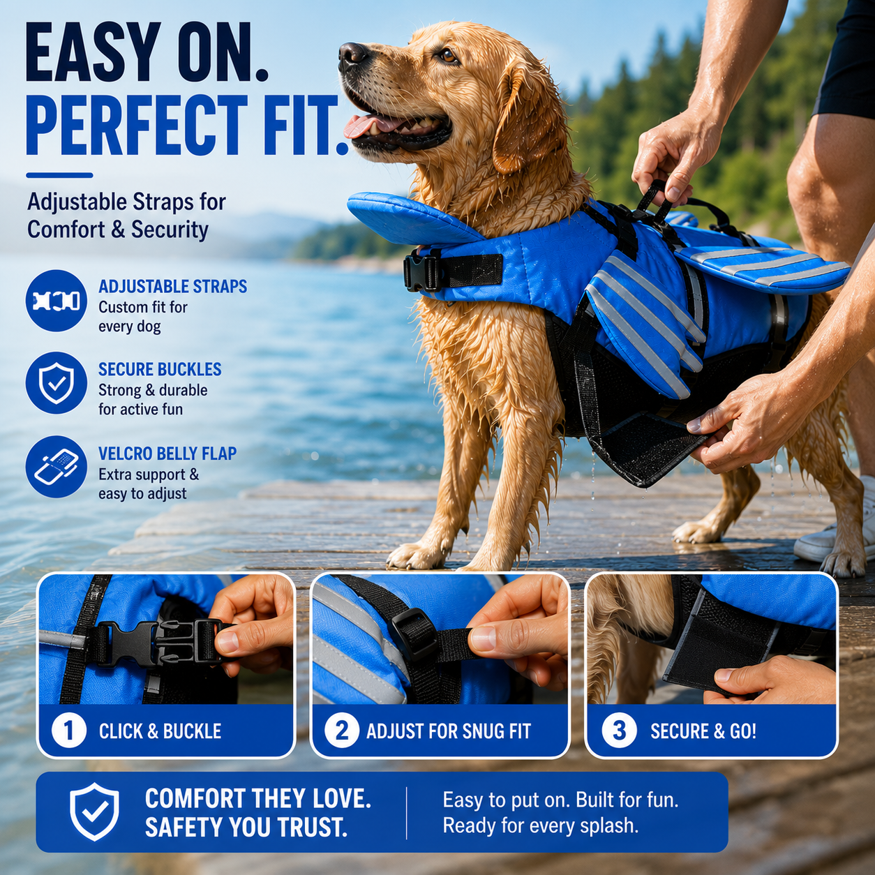 🔥Dog Life Jacket, High Buoyancy Wings Pet Life Vest with Extra Chin Float