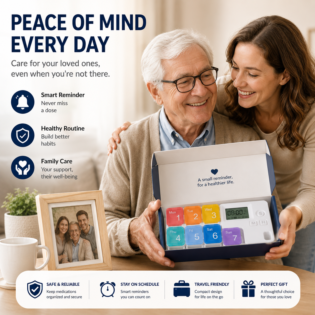 💊Smart Timed Reminder Pill Organizer | 7-Day Medication Alarm Box