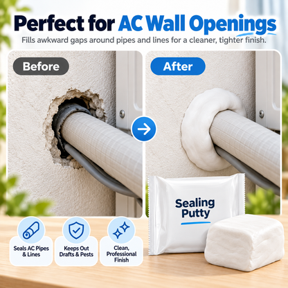 🏠✨ Moldable Sealing Putty – 🛠️ Easy Wall Crack & Gap Filler 💧 Water-Resistant 🐜 Helps Block Bugs & Drafts ❄️ AC Pipe Hole Sealant 🔧 Multi-Purpose Home Repair (5-Pack)