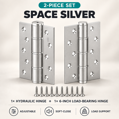 🚪2-Piece Hydraulic Self-Closing Door Hinge Set – Adjustable Soft Close & 90° Hold-Open