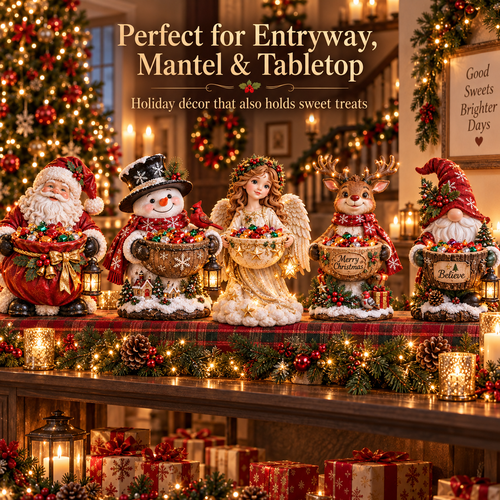 🎄 Lighted Christmas Candy Bowl – 5 Festive Character Styles