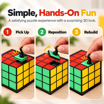 🧩🤯 3D Optical Illusion Flat Cube Puzzle 🎨✨ Mind-Bending Visual Magic Trick Toy 🎁 Fun Brain Teaser & Unique Gift for Puzzle Lovers