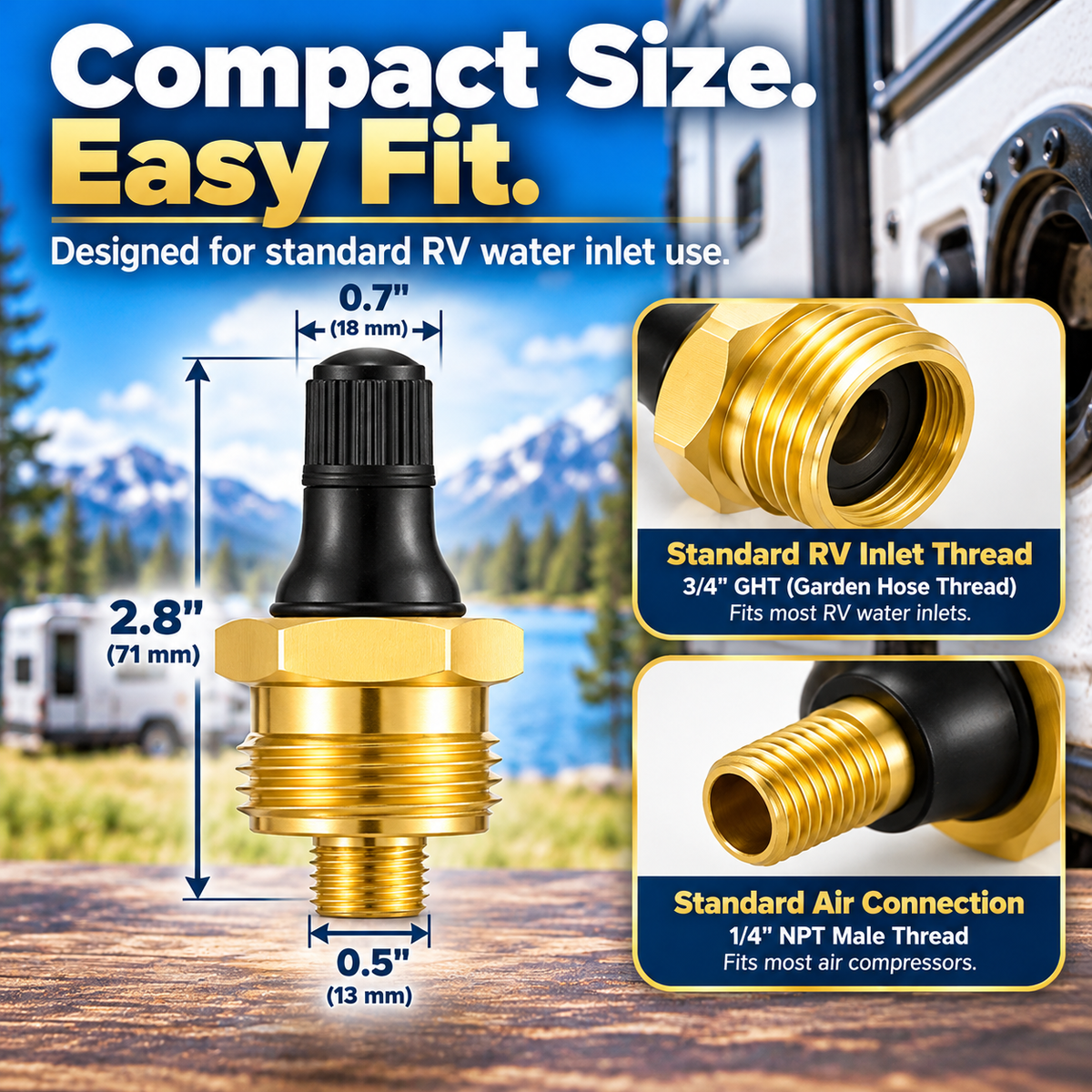🚐🔧 Brass RV Water Line Blow-Out Plugs with Valve