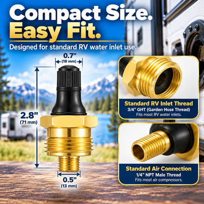 🚐🔧 Brass RV Water Line Blow-Out Plugs with Valve