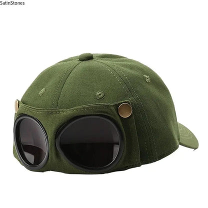2-in-1 Pilot Baseball Cap - Green