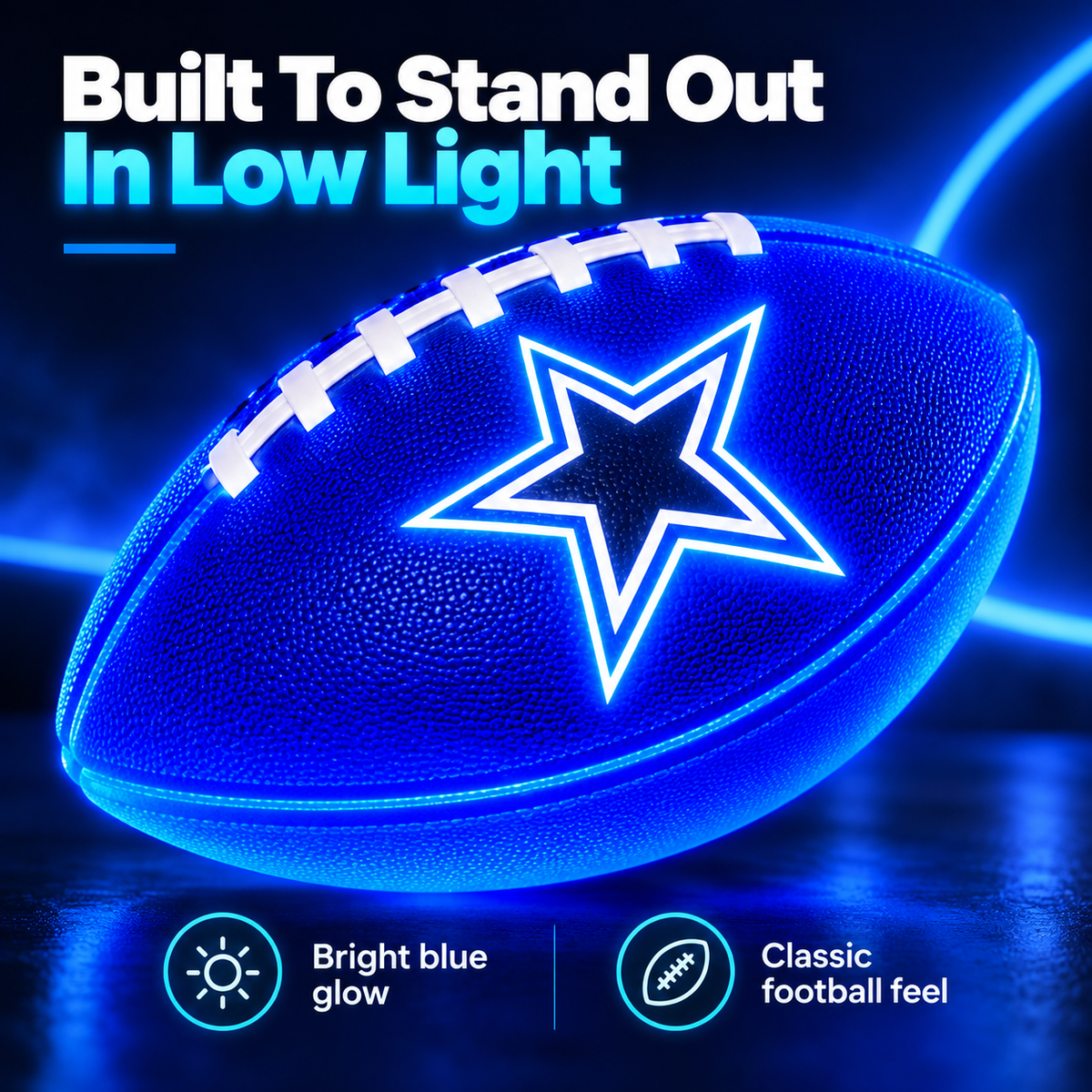Light-Up Football for Night Play – Bright Blue Glow Ball