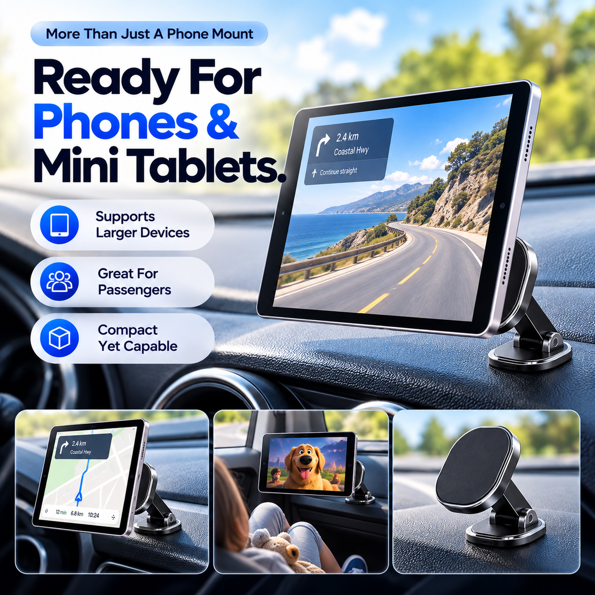 📱🚗 Foldable 360° Magnetic Car Phone Mount – Compact Multi-Angle Holder 🧲