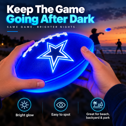 Light-Up Football for Night Play – Bright Blue Glow Ball