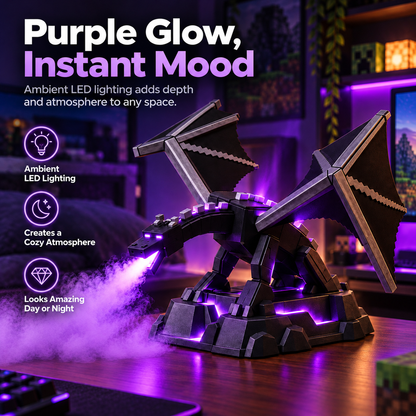 🐉💜 Epic Voxel Dragon Mist Diffuser – Purple LED Dragon Lamp, Remote-Controlled Cool Mist & Gaming Room Decor ✨🎮