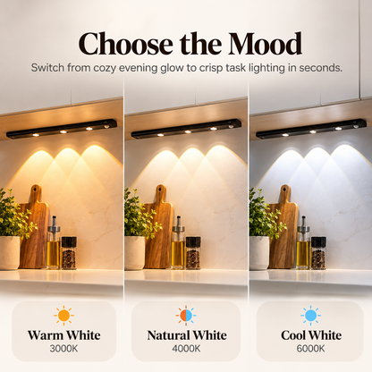 💡✨ Smart LED Motion Sensor Under Cabinet Lights 🚶‍♂️ | 🌈 3 Color Temperatures & 3 Lighting Modes | 🧲 Magnetic Installation 🔋 USB-C Rechargeable | 🏡 Wireless Kitchen, Closet & Home Lighting | 📏 40/50/60cm