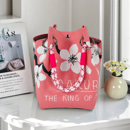 👜Boho Woven Polyester Bucket Bag