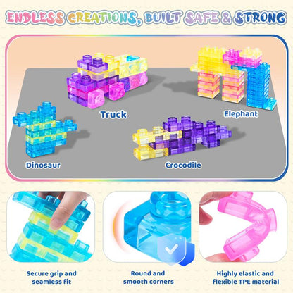 Soft Jelly Blocks , Squishy Multi-color Stacking Jelly Building Blocks Toy Set