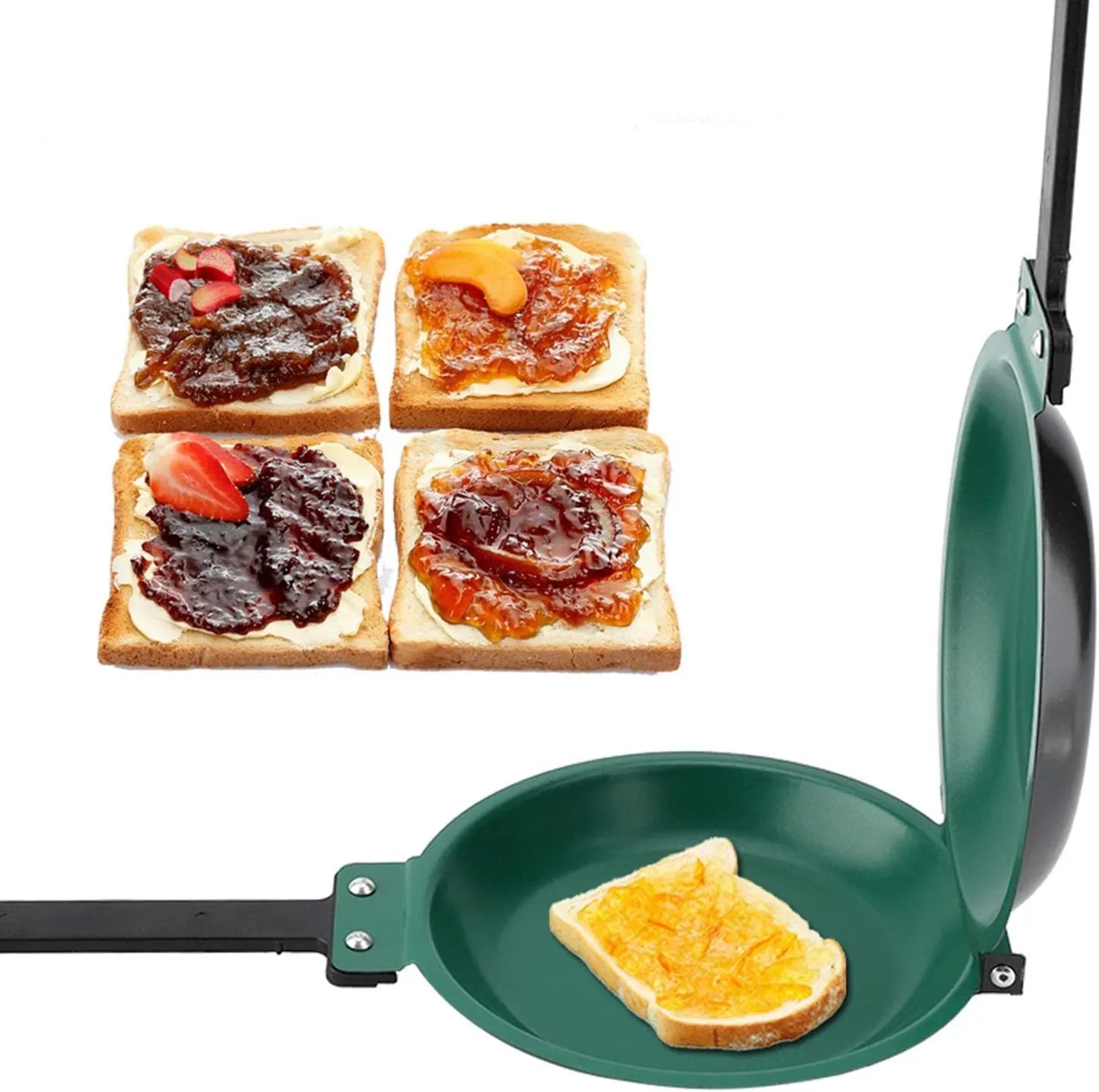 Double-sided frying pan for eggs toast and breakfast cooking