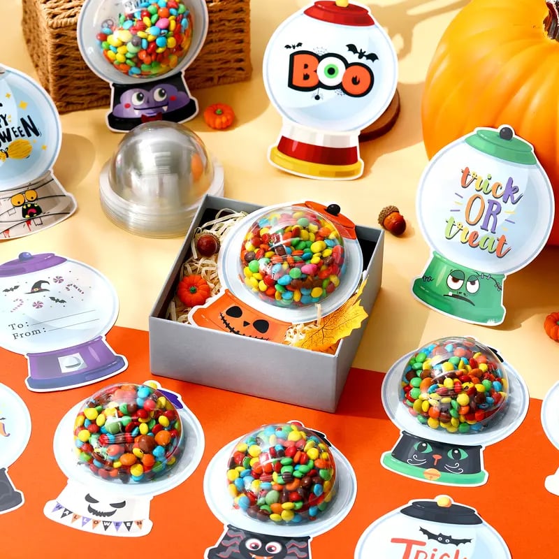 🔥LAST DAY 50% OFF - 🎃🍬30 PCS Halloween Candy Card Kit with Clear Candy Holders & Adhesive Stickers – DIY Trick or Treat Party Favors