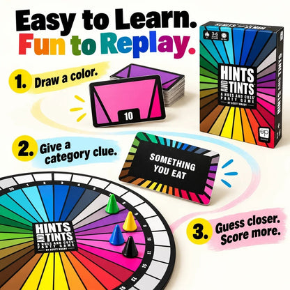 🎨Hints and Tints | Creative Color Clue Party Board Game, Fast-Paced Family & Group Game