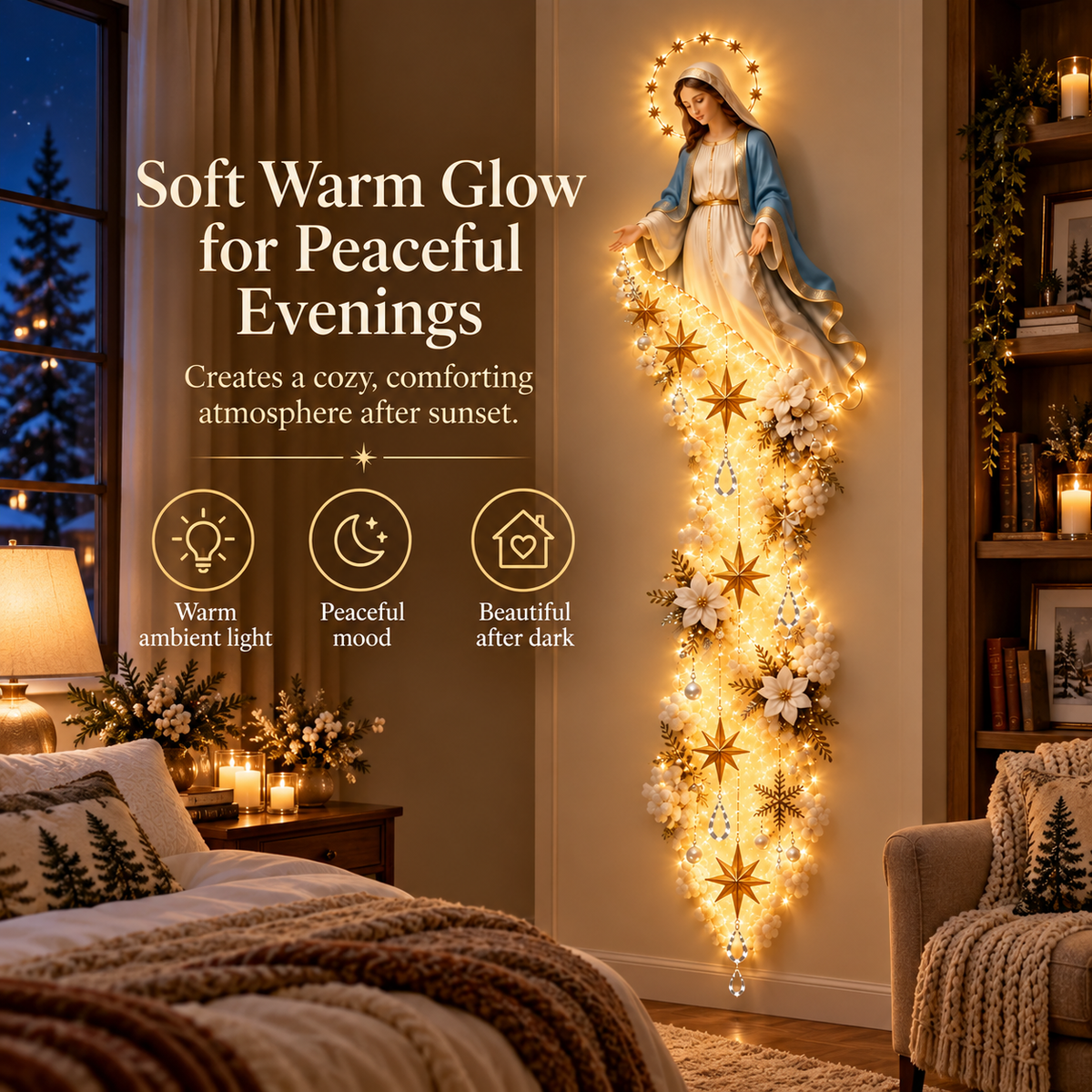 ✨ Blessed Mary Christmas Cloud Trail Wall Light – Faith-Inspired Holiday Decor