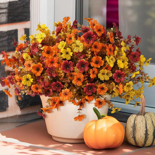🍂Fall Artificial Flowers – UV-Resistant Colorful Bouquet for Home, Garden, Wedding & Party Decor