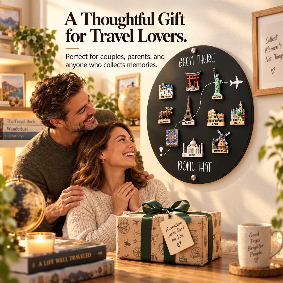 🌍 Been There, Done That™ Travel Magnet Display Board ✈️ | Wall Decor for Travel Memories 🎁