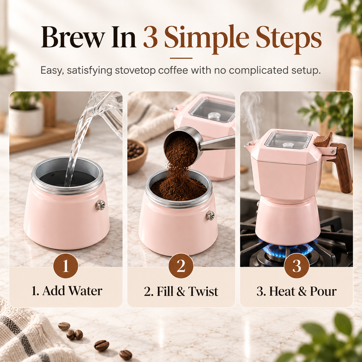 ☕ Compact Stovetop Coffee Maker – Watch Your Coffee Brew