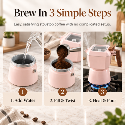 ☕ Compact Stovetop Coffee Maker – Watch Your Coffee Brew