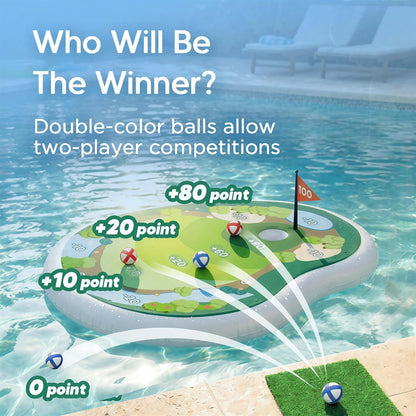 Kids Inflatable Golf Pool Toys, Fun Swimming Pool Game, Floating Water Chipping Green W/Sticky Balls