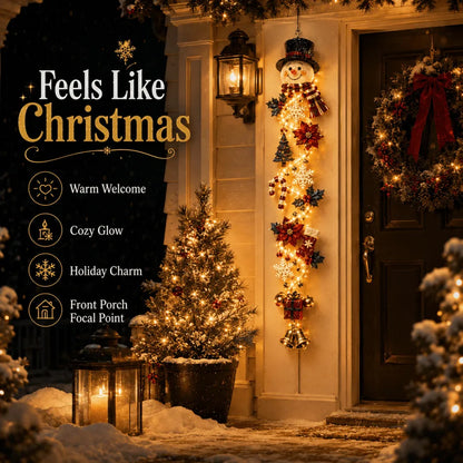 🎄MerryCascade™ Glowing Christmas Door Hanger | 6 Festive Lighted Designs with Warm Glow, Dimensional Details & Space-Saving Vertical Décor