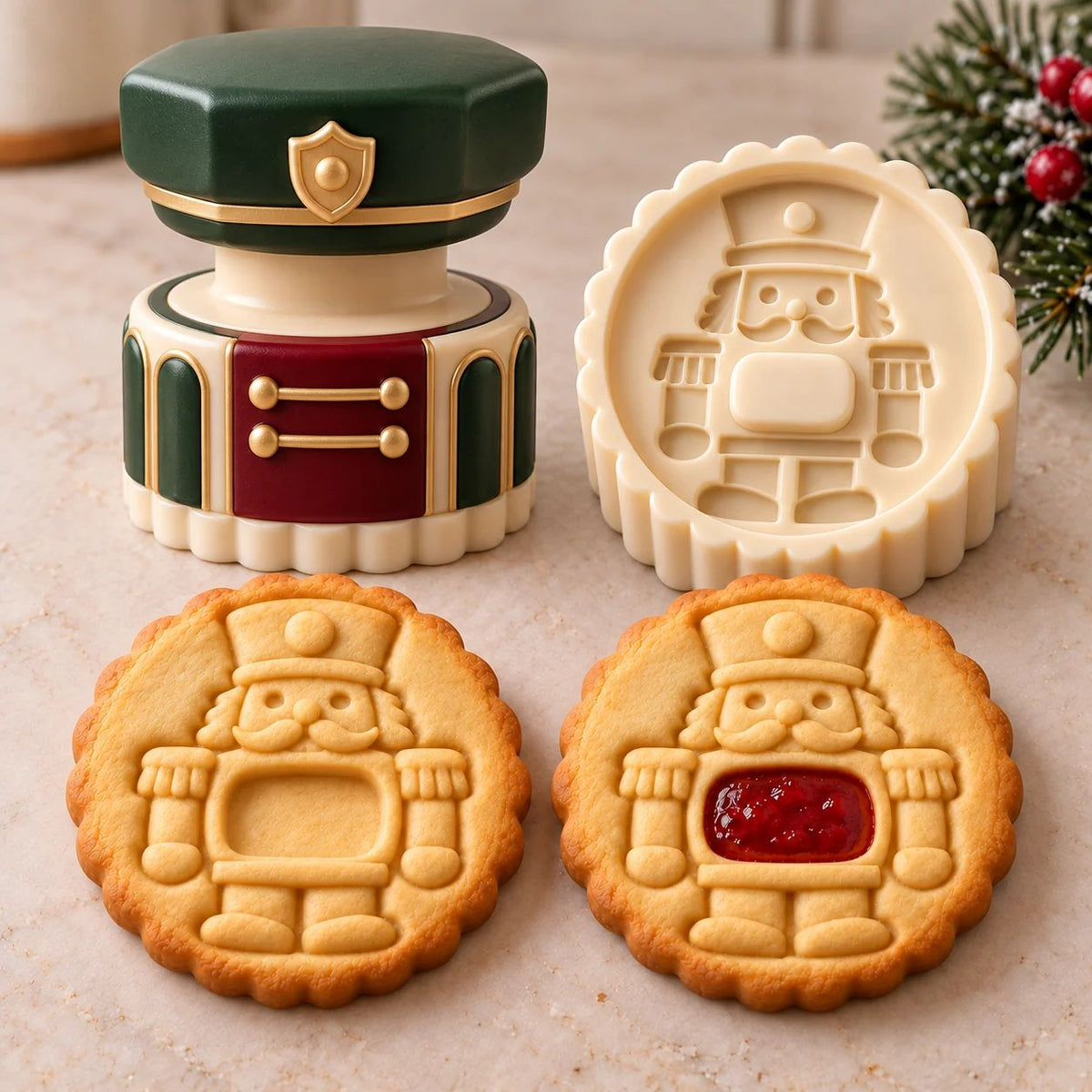 🎄🍪 Christmas Jam Cookie Press – Festive Character Cookie Stamps with Embossed Designs & Jam-Fill Centers | Holiday Baking Fun 🎅❤️