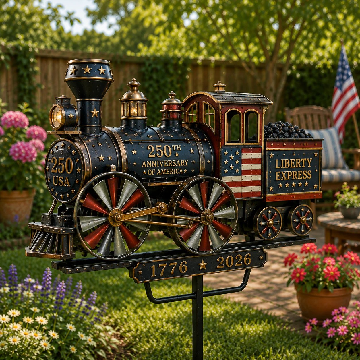 🔥 Selling Fast! 🇺🇸 250th Anniversary Liberty Express Train Wind Spinner – Free Shipping