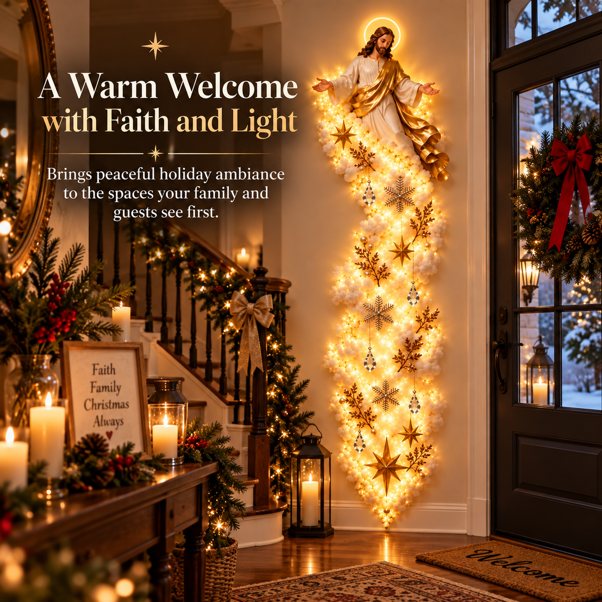 ✨ Christmas Blessing Cloud Trail Wall Light – Faith-Inspired Jesus Holiday Decor