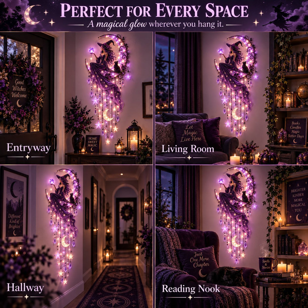 Witch Moon Starfall Wall Light in entryway living room hallway and reading nook