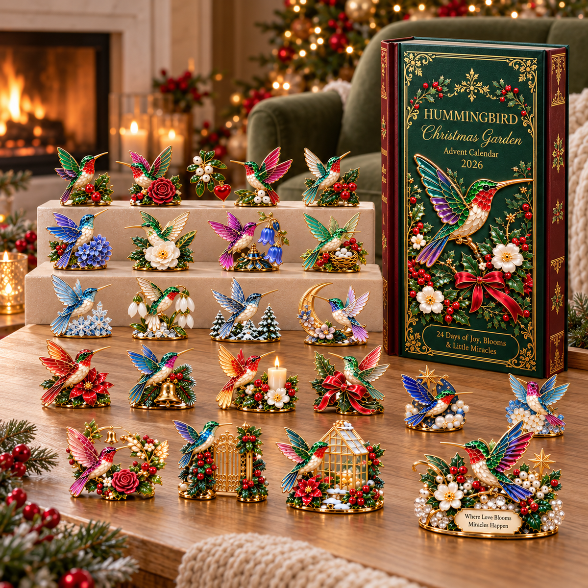 🌸🐦2026 Hummingbird Christmas Garden Advent Calendar – 24-Day Miniature Collectible Surprise Set
