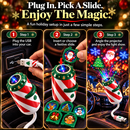 🎄 Christmas Car Window Projector – USB-Powered Holiday Light with Interchangeable Festive Designs for Cars, SUVs & Trucks