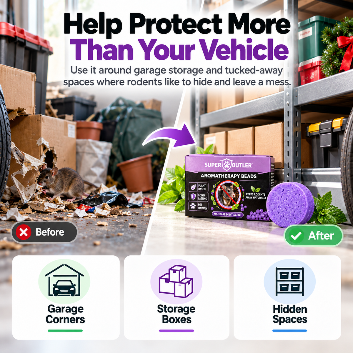🐭🚫 Keep Mice & Rats Away! 🌿💜 Natural Peppermint Rodent Repellent Pucks 🚗🛡️ Protect Your Car Engine, Garage & Home 🏡✨ Long-Lasting Fresh Mint Scent