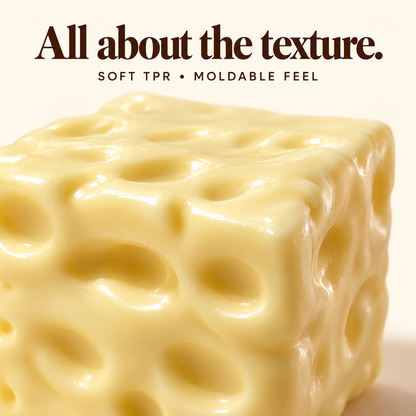 Close-up of the dimples and soft moldable texture