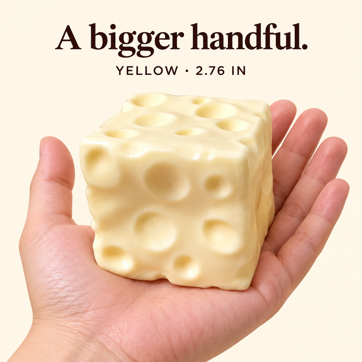 Large 7 cm yellow cheese cube squishy