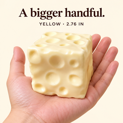 Large 7 cm yellow cheese cube squishy