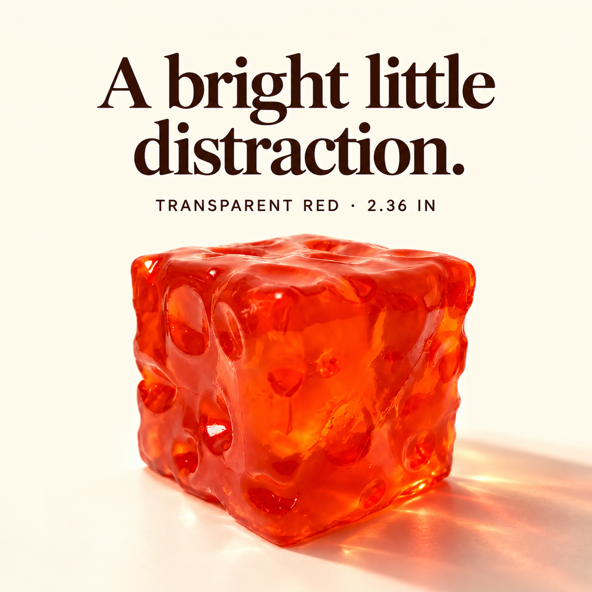 Transparent red cheese cube squishy fidget toy