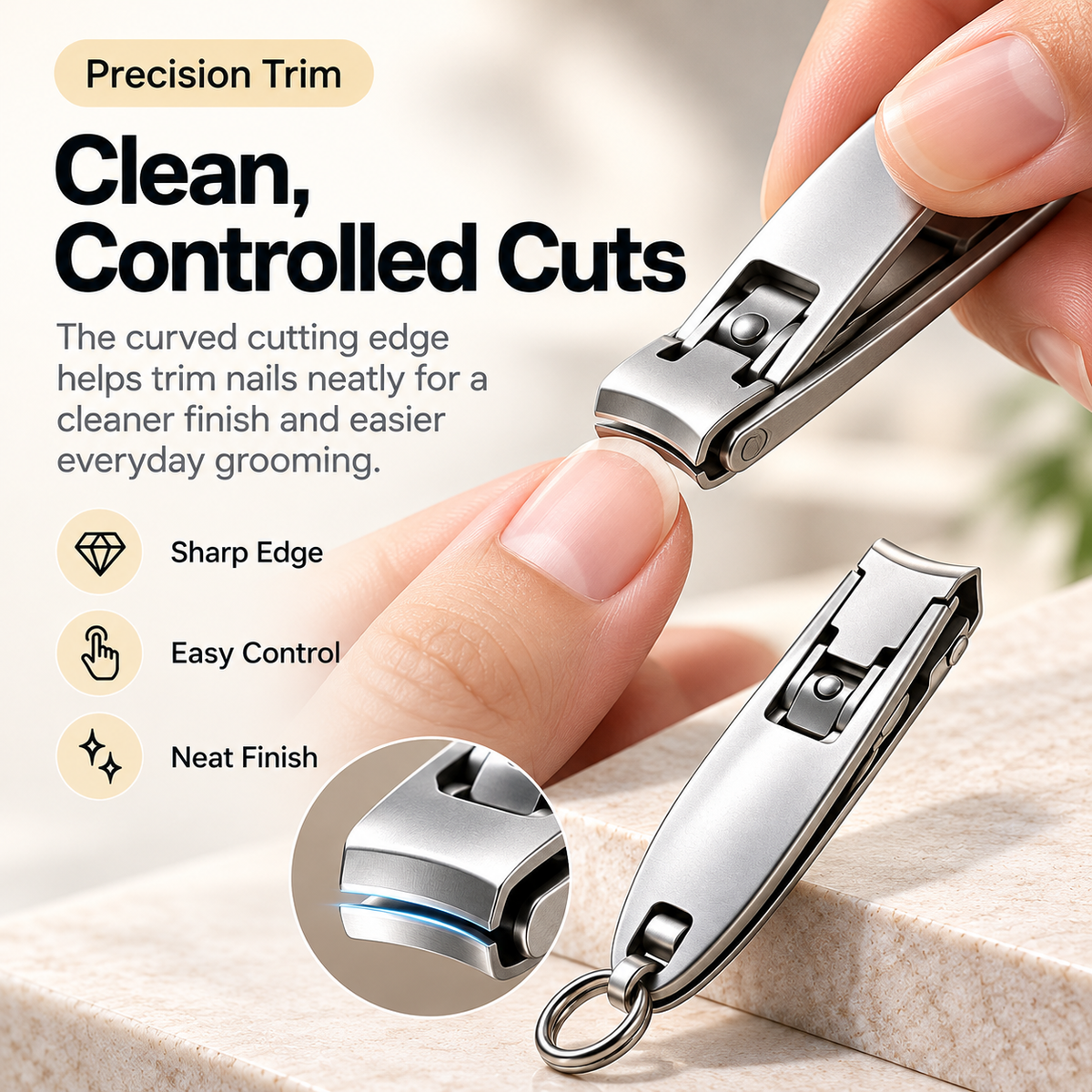 Ultra-Slim Folding Nail Clipper – 2-in-1 Portable Nail Cutter with File & Keyring