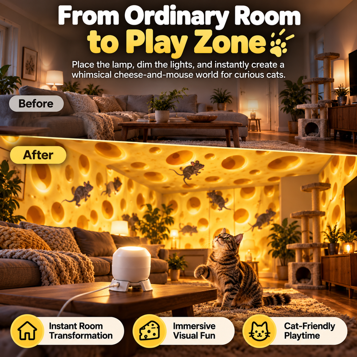 🐱Cat Mouse Chase Projector – Turn Any Room Into a Play Zone