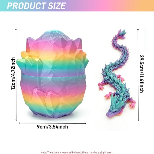 12" 3D Printed Dragon Egg Set with Gift Box & Card, Easter Eggs Mythical Dragon Eggs with Dragon Inside