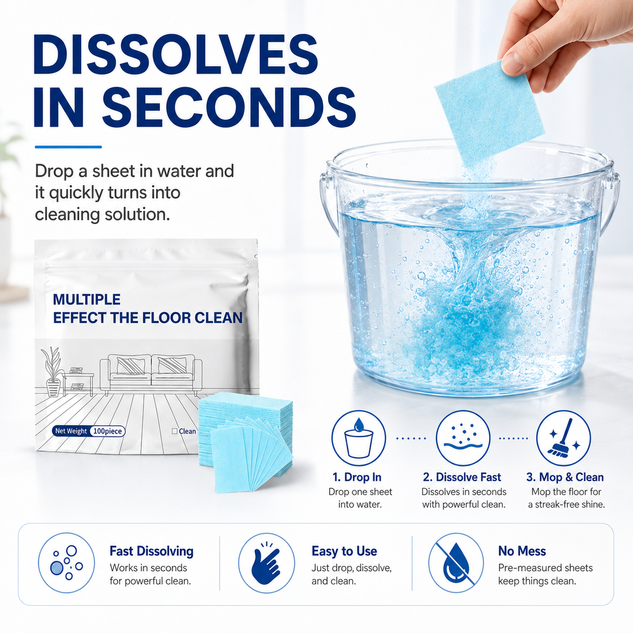 🔥 100-Piece Multi-Surface Floor Cleaning Tablets – Deep Clean for Hardwood, Laminate, Tile & RV Walls✨
